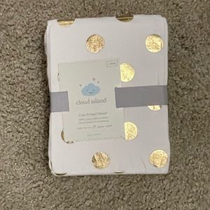 White and gold crib sheets